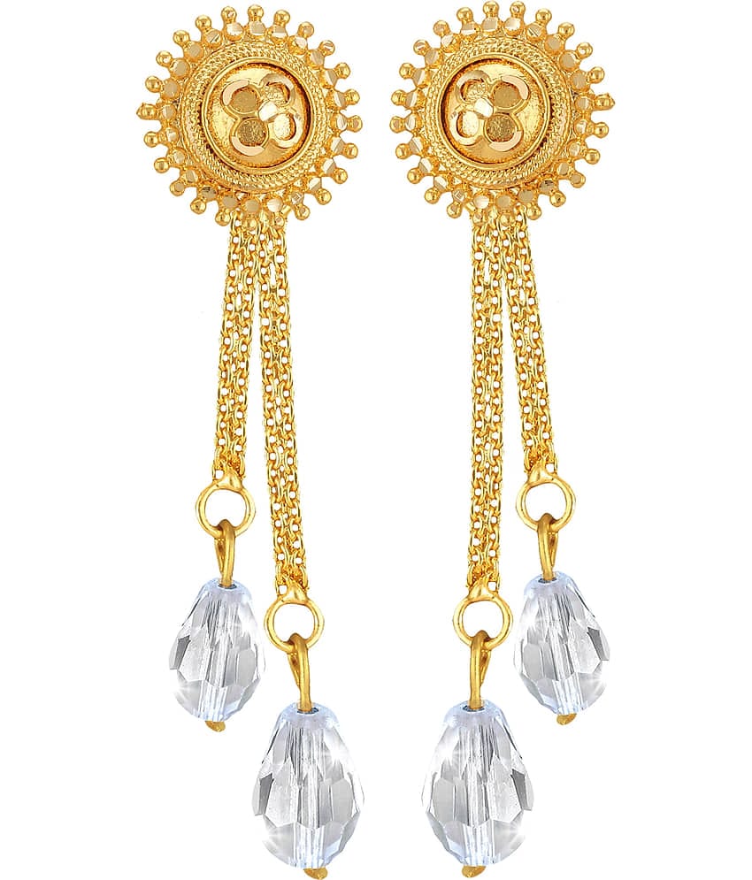 Vighnaharta Golden Drop Earrings ( Pack of 1 )