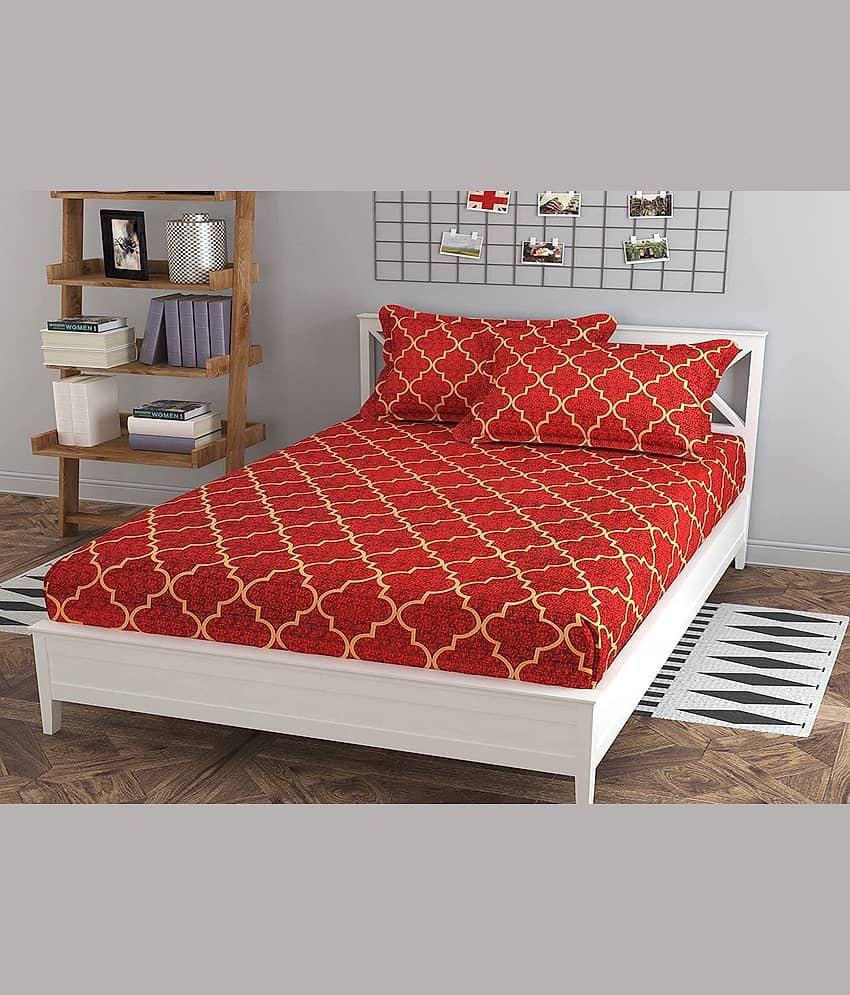 Decent Home Poly Cotton 1 Double Bedsheet with 2 Pillow Covers ( Maroon )