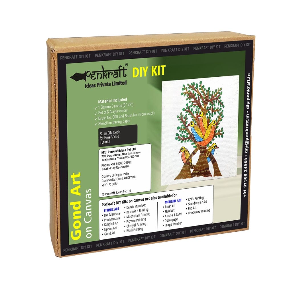 Gond Art on Canvas DIY Kit by Penkraft