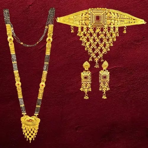 Stunning One Gram Gold Necklace Set Combo with Earrings New Trends