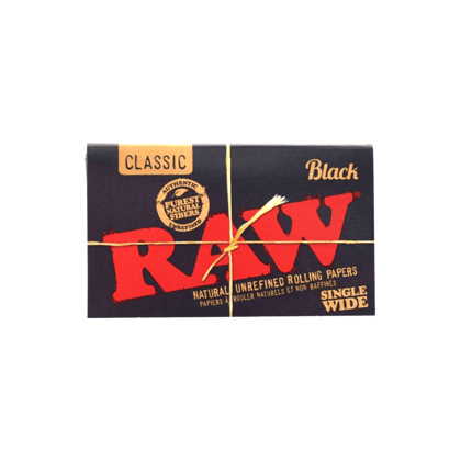 RAW Black Single Wide Size Rolling Papers - 100 leaves
