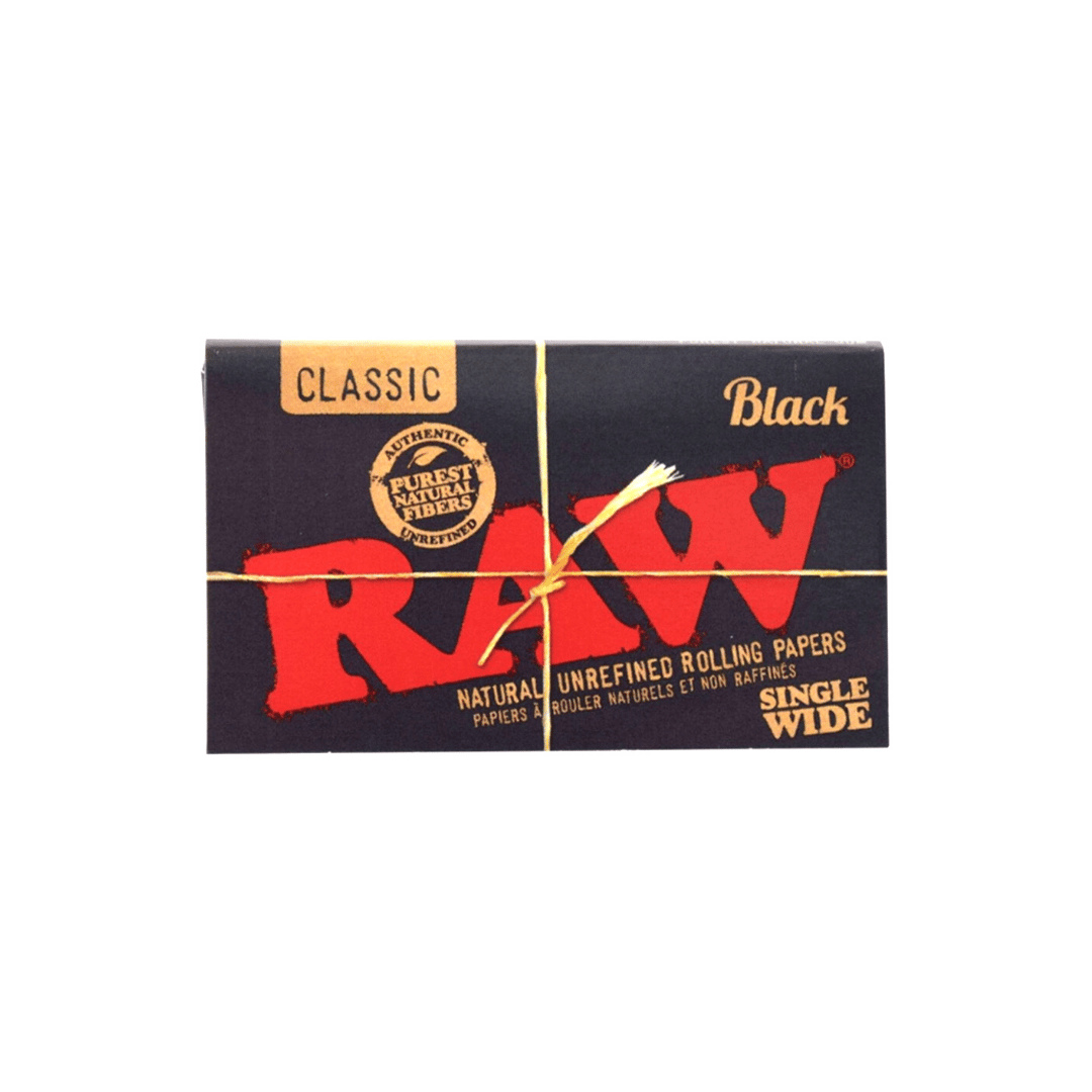 RAW Black Single Wide Size Rolling Papers - 100 leaves