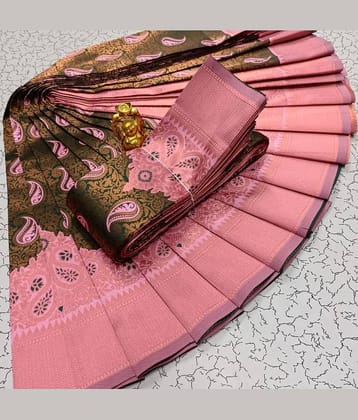 fab woven Art Silk Woven Saree With Unstitched Blouse Piece ( Mint Green )