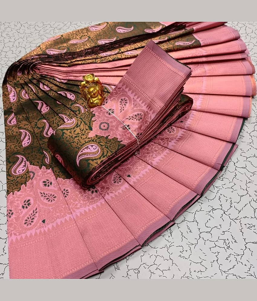 fab woven Art Silk Woven Saree With Unstitched Blouse Piece ( Mint Green )