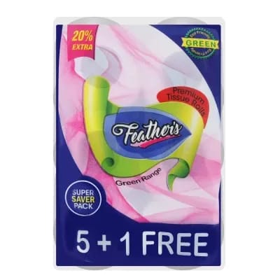 Feathers Super Saver Premium Tissue Roll (5+1 Pack)