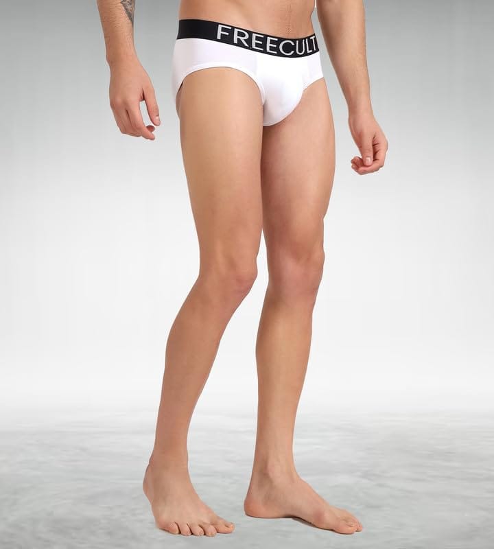 FREECULTR Men's Underwear Organic Cotton (Ultrasoft Waistband) Premium Snug-Fit Brief Pack of 1-White
