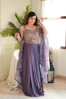 Mehram Purple Three Piece Set-XL