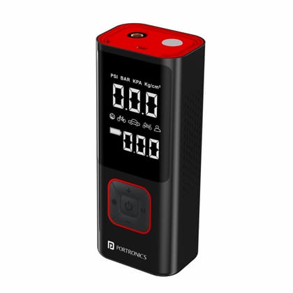 Portronics Vayu 2.0 Rechargeable Tyre Inflator (Black)