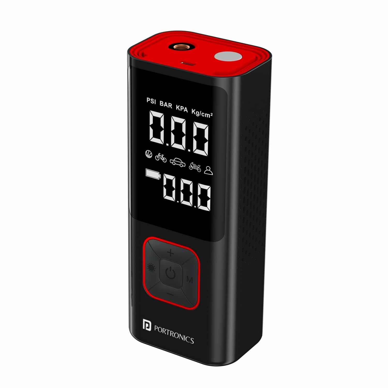 Portronics Vayu 2.0 Rechargeable Tyre Inflator (Black)