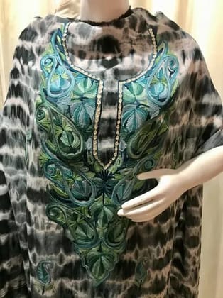 Tie-Dye grey-white kaftan