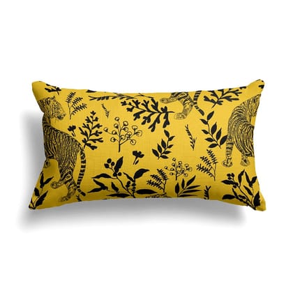 Tiger ink yellow ochre-Canvas Cushion / 16x16 / without