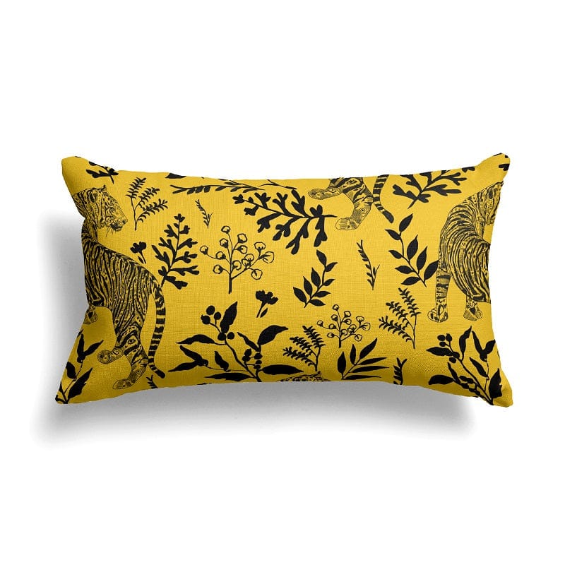 Tiger ink yellow ochre-Canvas Cushion / 16x16 / without