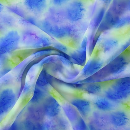Classic Spotted Blue & Green Digital Printed Fabric-Polyester / Japan Satin / 110 CM | 43 Inch