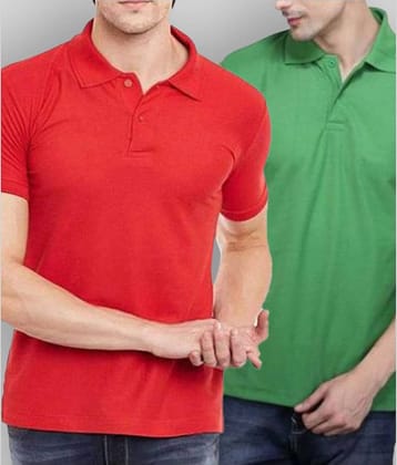 SKYRISE Pack of 2 Cotton Blend Slim Fit Solid Half Sleeves Men's Polo T Shirt ( Multicolor )