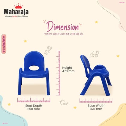 MAHARAJA Plastic Chair for Kids Set of 6 | Strong Durable & Portable Study Chairs | Virgin Material Kids Chairs for 2 to 8 Years | Stackable School Chair