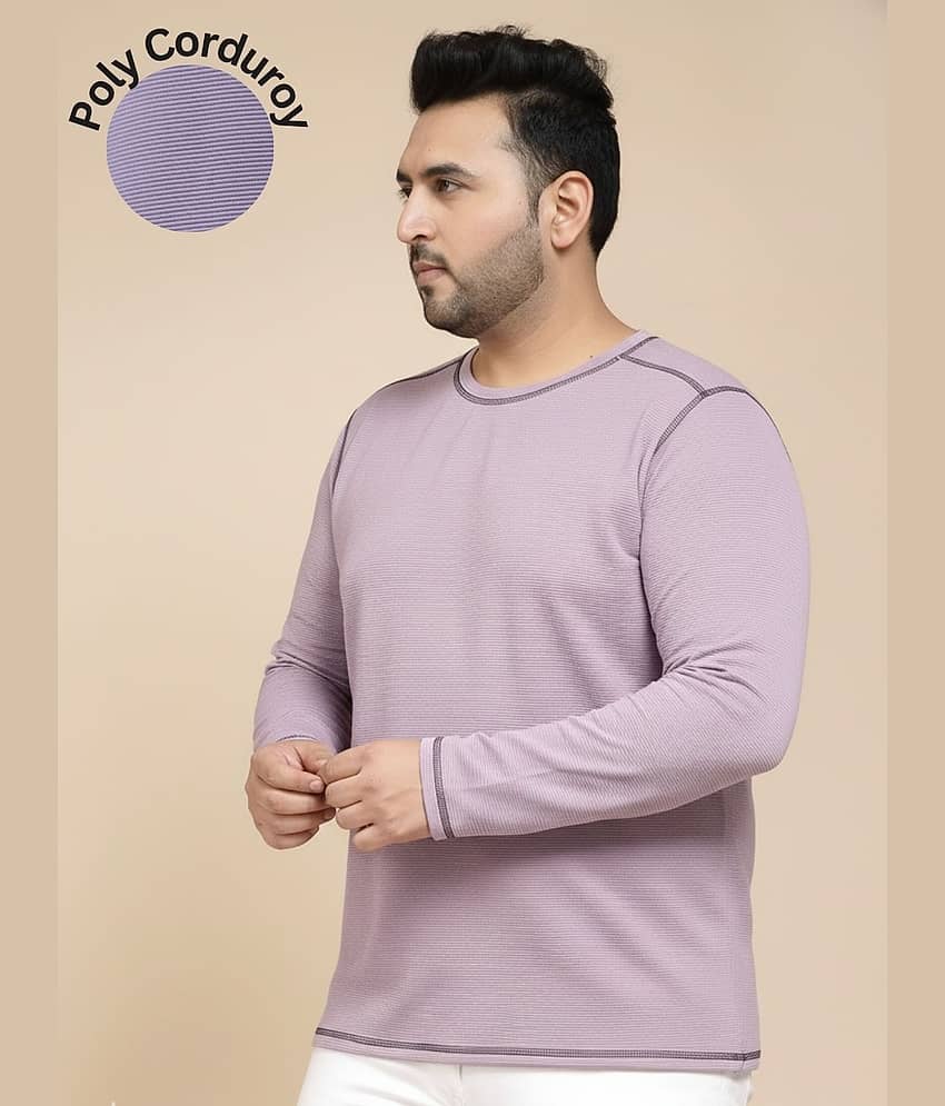 Rigo Men Polyester Slim Fit Solid T-Shirt ( Purple )
