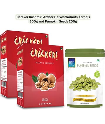 Go Kashmiri Amber Halves Walnuts Kernels 500g (250g x 2) and Free Pumpkin Seeds 200g