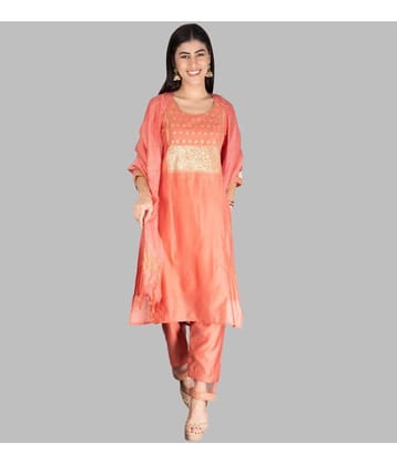 G4Girl - Peach Straight Rayon Women's Stitched Salwar Suit ( Pack of 1 )
