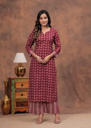 Stitched Cotton Sets Elegant Hand Block Printed Cotton Kurti Sets perfect for daily wear and festive occasions!Comfort fit | Soft breathable fabric |Pure Cotton 60*60.