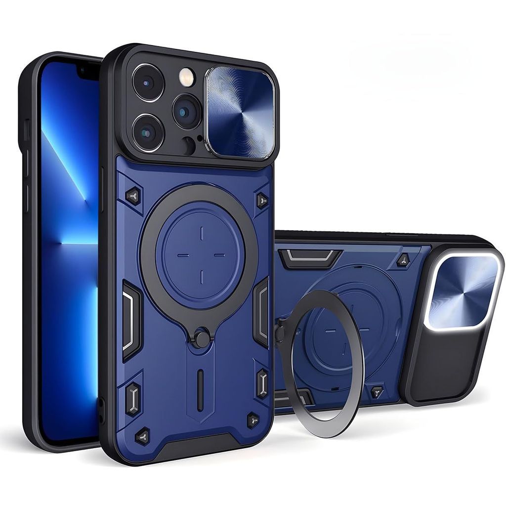 LIRAMARK Case Cover Compatible with Apple iPhone 12 Pro (6.1 inch) with Stand & Slider Camera Military Grade Protection