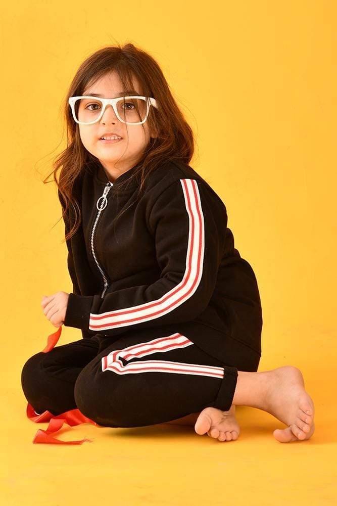 BLACK ZIP UP SWEATSHIRT JOGGER SET (FLEECE)-0-6 MONTHS