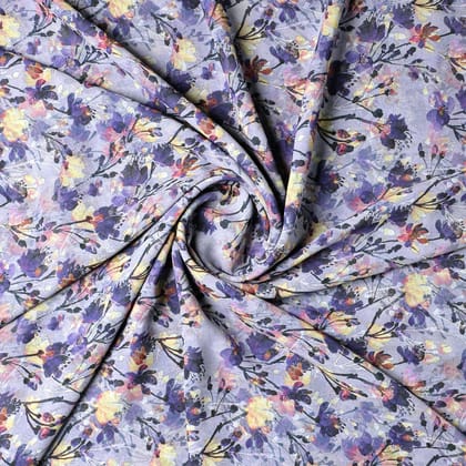 Gray Flower Weightless Printed Fabric