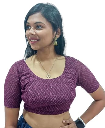 Mom And Me Wine Cotton Blouse (M) | Chikankari Embroidery | Ethnic Party