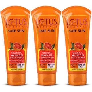 Lotus Herbals Safe Sun Vitamin C Matte Gel Daily Sunscreen  Spf 50  Pa  Paraben Free  75G ( Pack Of 3)