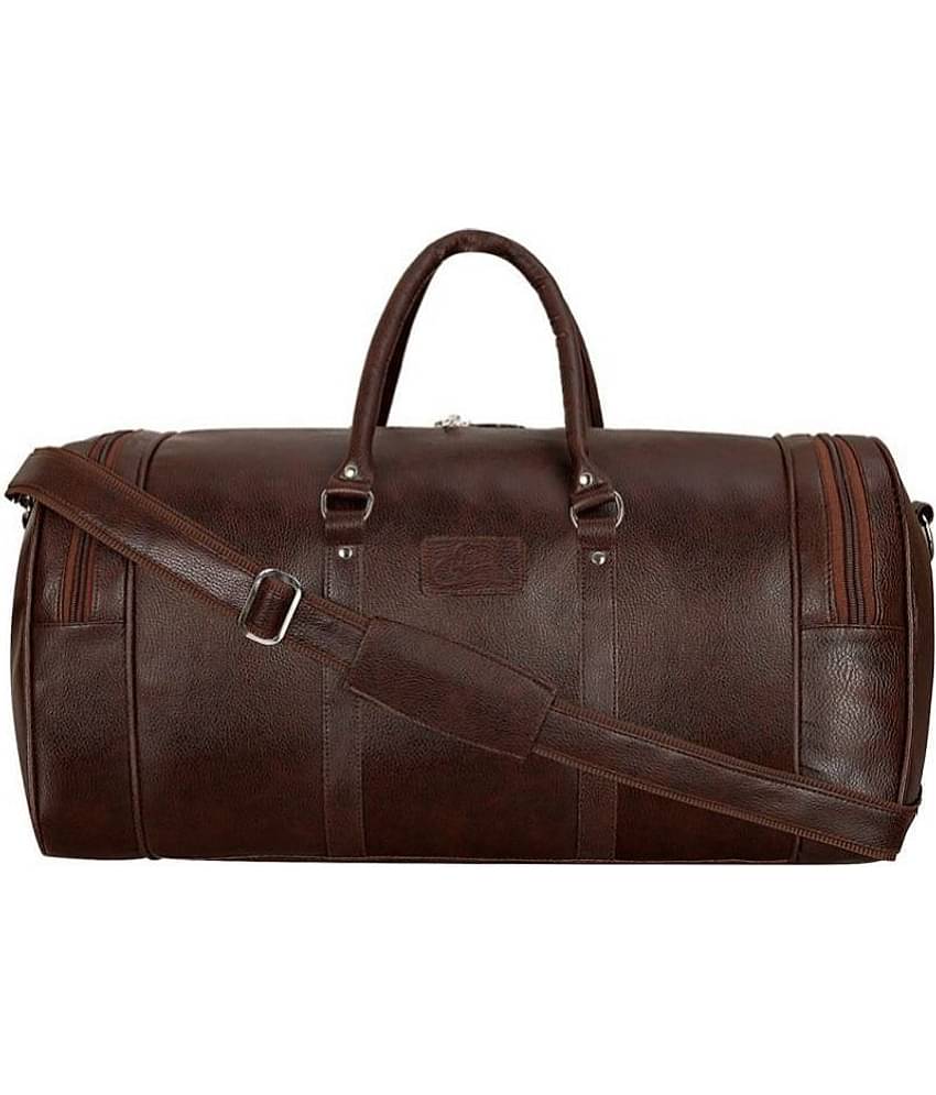 Leather World Brown Solid M Duffle Bag