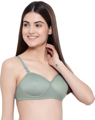 eorma Women's Regular Cotton Blend Lightly Padded Wireless Bra,Color Olive Green/Sky Blue/Pink, Size 30-40, Hook and Eye Closure, Comfort Fit, Everyday Innerwear