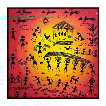 Warli Painting on MDF Square Board DIY Kit by Penkraft