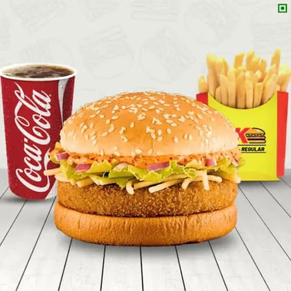 Schezwan Burger + Fries + Coke (300 Ml)