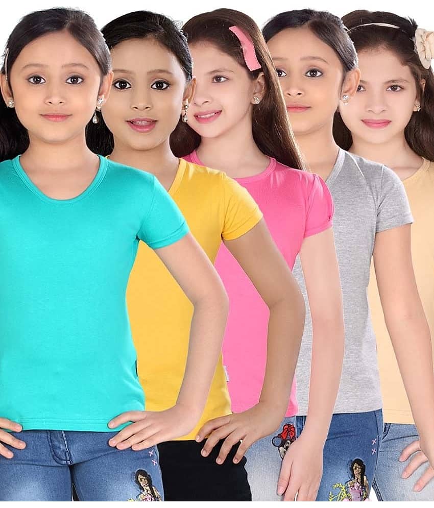 Sini Mini Pack of 5 Girls 100% Cotton Combos ( Blue )
