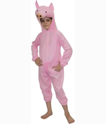 Kaku Fancy Dresses Pig Farm Animal Costume -Pink, 3-4 Years, For Boys & Girls