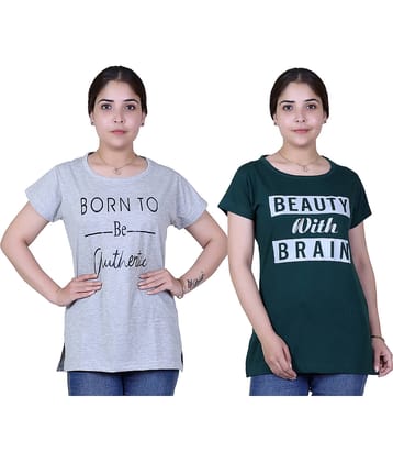 Varenyam Women Cotton Regular Fit Round Neck T-Shirt ( Grey )