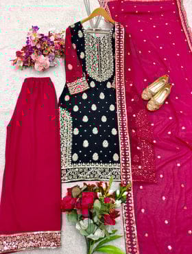 Beautiful Party Wear Top-Plazzo And Fancy Dupatta
