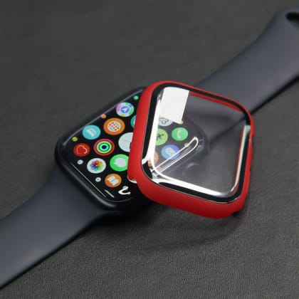 Premium Bumper Case Built in Screen Protector By iSerieshub For Smart Watch-44MM / Red