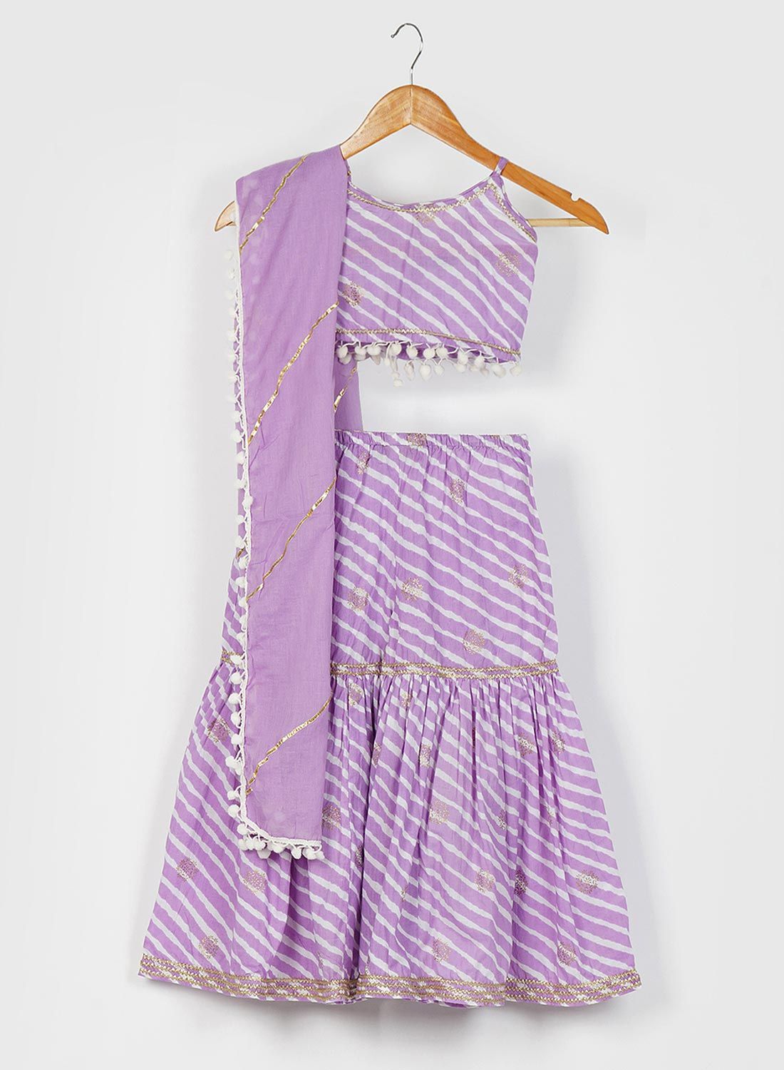 Kids Lilac Leheriya Sharara Set-4-5 Y / Lavender