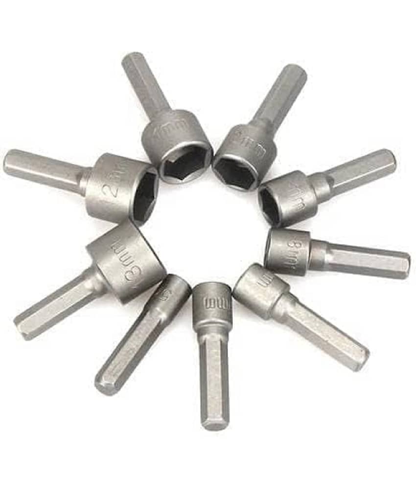 9pc Nut Driver Drill Bit Set Socket Bit Chuck Adapter 1/4" Hex Shank 5-13mm Socket Sleeve Wrench Screw Power Drill Adapter Tool for Screws Hooks Bolt Heads