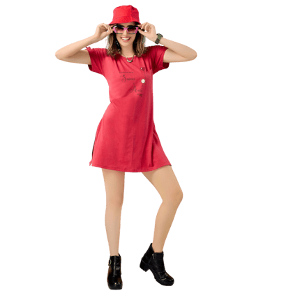 Fabimi Women's Long Top with Side Cut & Sleeve Pattern – Stylish and Comfortable