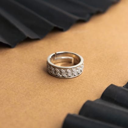 Cuban Style Sterling Silver Ring For Him-Adjustable