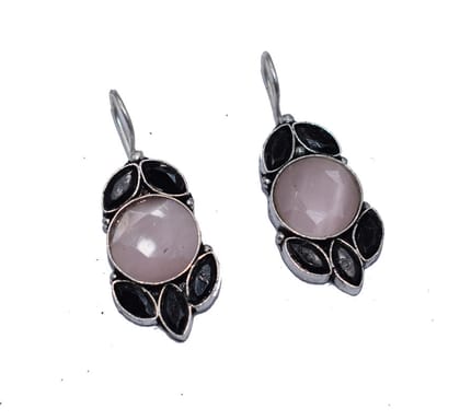 German Silver Oxidized AD White With Stone Color Full Fish Hook Stud Earrings German Silver Drops & Danglers of Woman & Girls. , BES-042-Per Pcs / Irregular / Mix