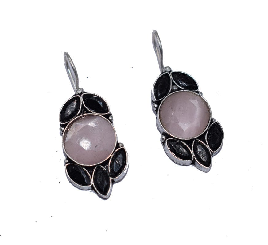 German Silver Oxidized AD White With Stone Color Full Fish Hook Stud Earrings German Silver Drops & Danglers of Woman & Girls. , BES-042-Per Pcs / Irregular / Mix