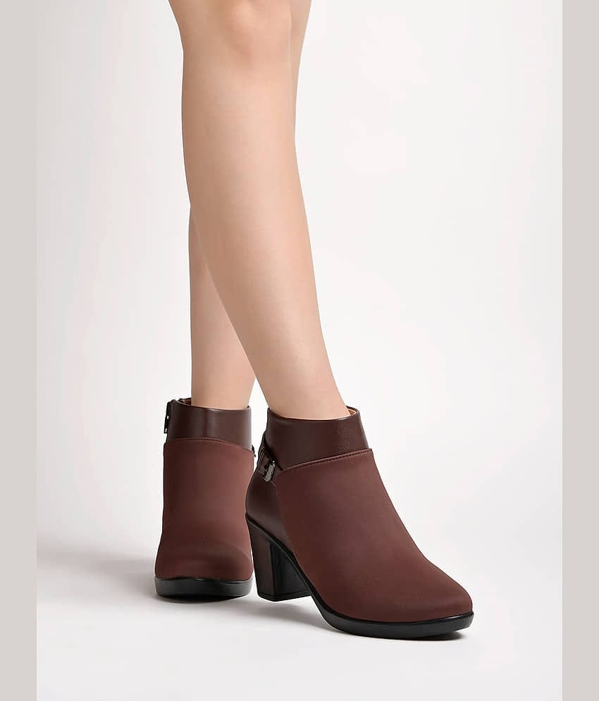 Shoetopia Brown Women's Ankle Length Boots