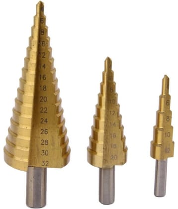 Rangwell 3X Large HSS Steel Step Cone Drill Titanium Bit Set Hole Cutter 4-12/20/32mm
