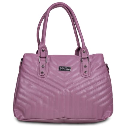 Jothi Arrowyn Premium Womens Handbag | 3-Compartment Quilted Synthetic Leather Tote | Semi-Gloss Finish | Water-Resistant | Soft Base | Lavender