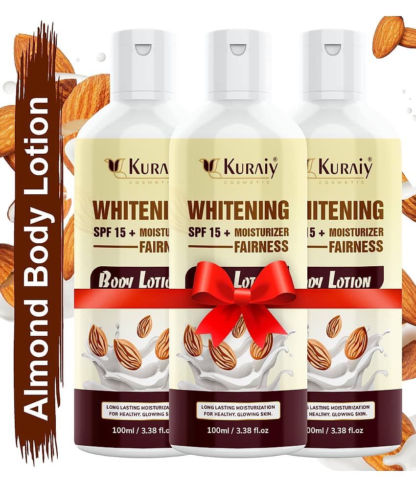 KURAIY New Almond Body Lotion Milk with Almond Oil & Vitamin E For Men & Women (100 ml) Pack Of 3