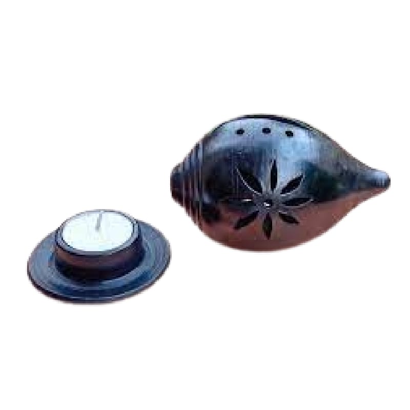 Nizamabad Black Pottery Sankha T Light 6 Inches