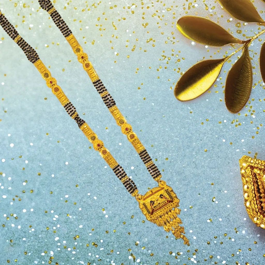 Gold-Plated Mangalsutra with Black Beads for Women