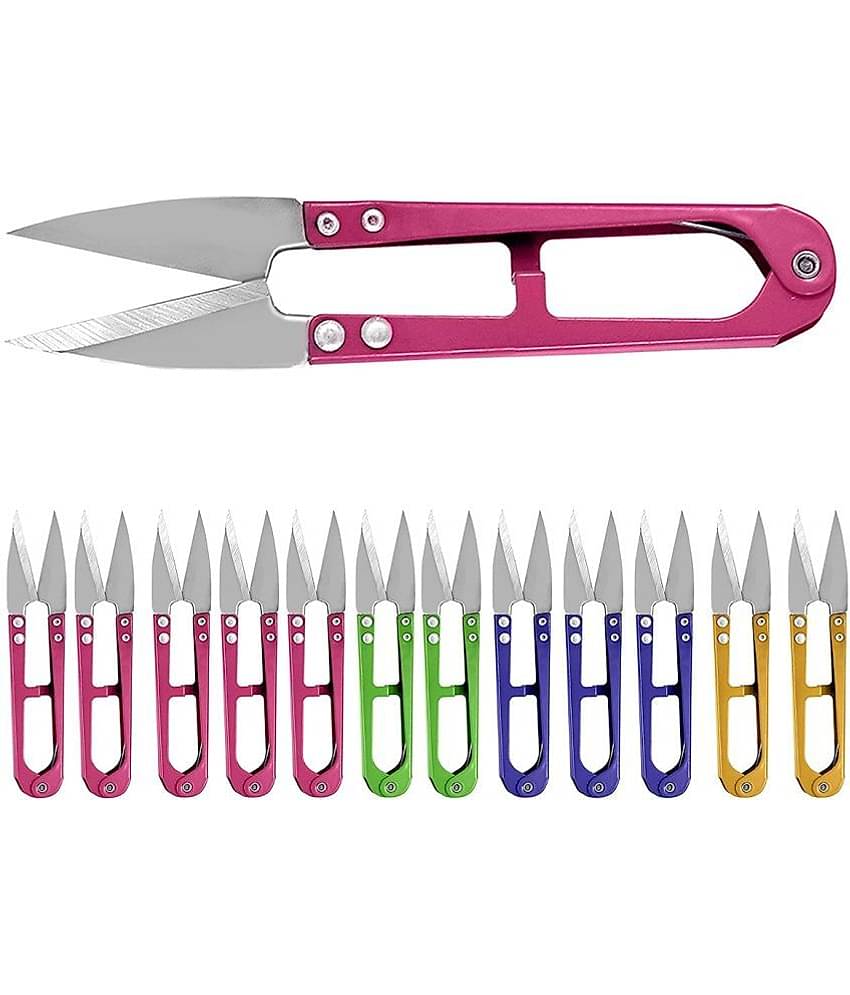 U Shaped Sewing Scissors, Mini Small Thread Snips Trimming Nipper, Craft Cutter, Great for Stitch & DIY Supplies (Pack of 12)